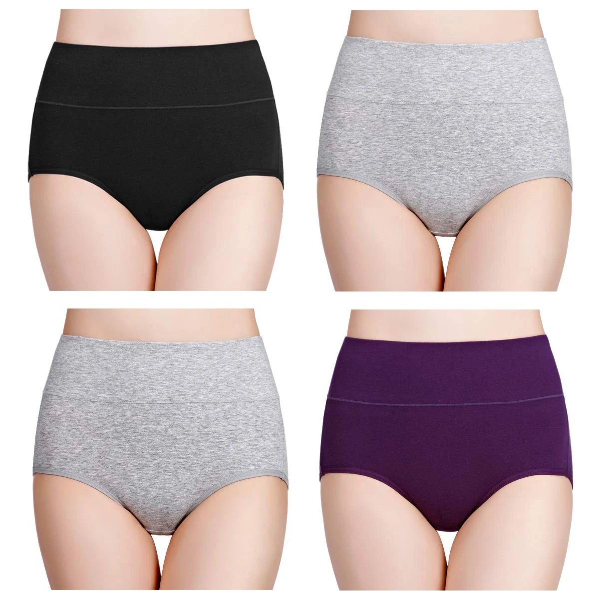 Lot de 4 Culottes Taille Haute en Coton – Douceur & Maintien