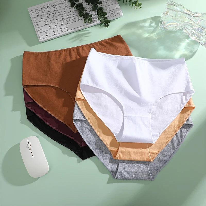 Lot de 4 Culottes Taille Haute en Coton – Confort & Maintien Quotidien