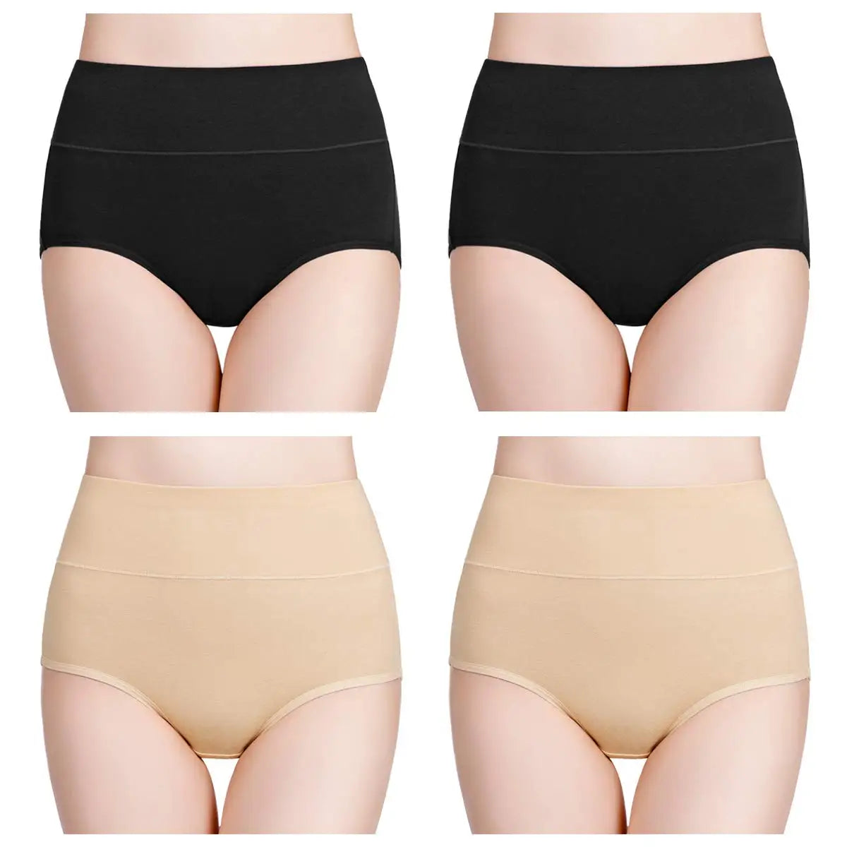 Lot de 4 Culottes Taille Haute en Coton – Douceur & Maintien