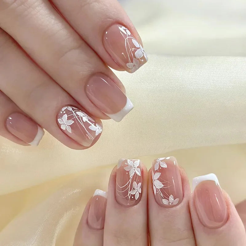 Faux Ongles French Dégradé 24 Pièces – Style Doux & Féminin
