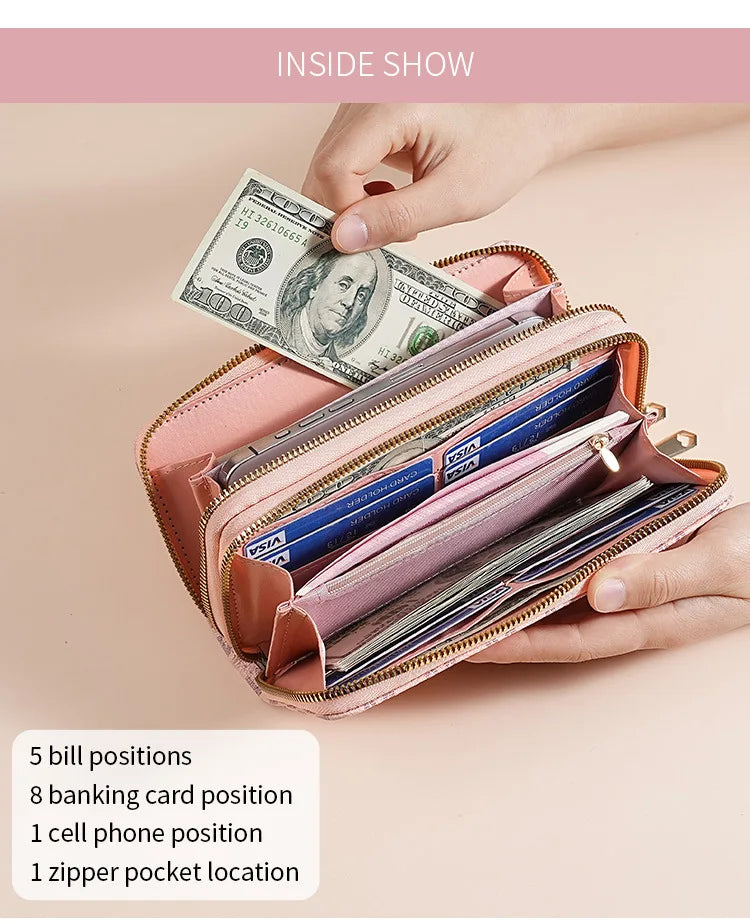 Portefeuille Double Zip Grande Capacité – Organisation Maximale & Style Moderne