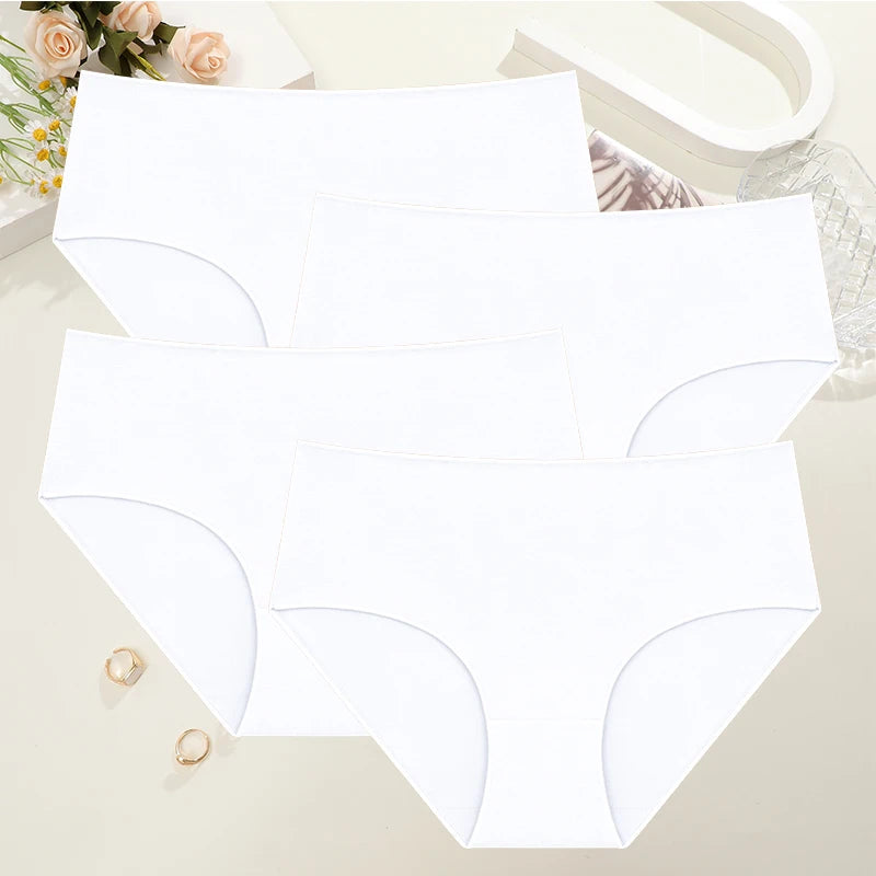 Lot de 4 Culottes Taille Haute en Coton – Confort & Maintien Quotidien