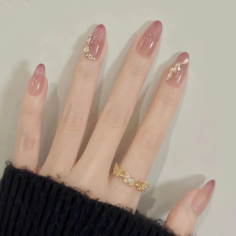 Faux Ongles Noirs Amande 24 Pièces – Élégance Moderne