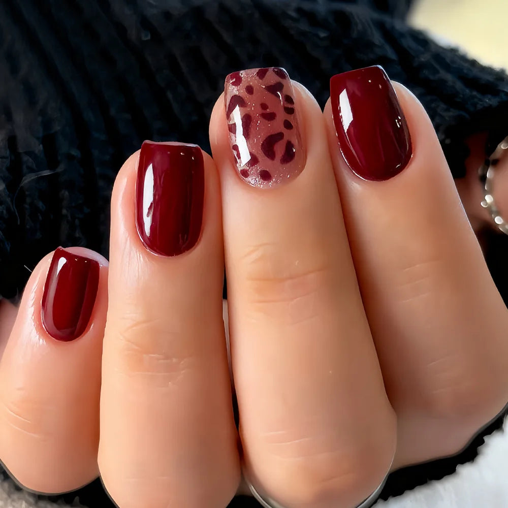 Faux Ongles French Noire Léopard 24 Pièce - Style Audacieux
