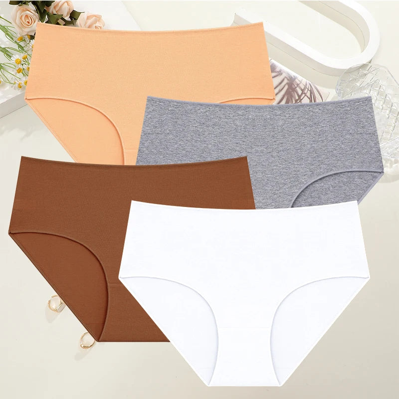 Lot de 4 Culottes Taille Haute en Coton – Confort & Maintien Quotidien