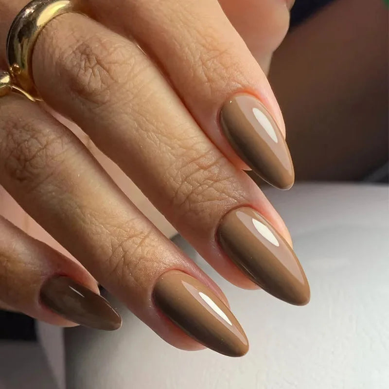 Faux Ongles Noirs Amande 24 Pièces – Style Chic & Intemporel