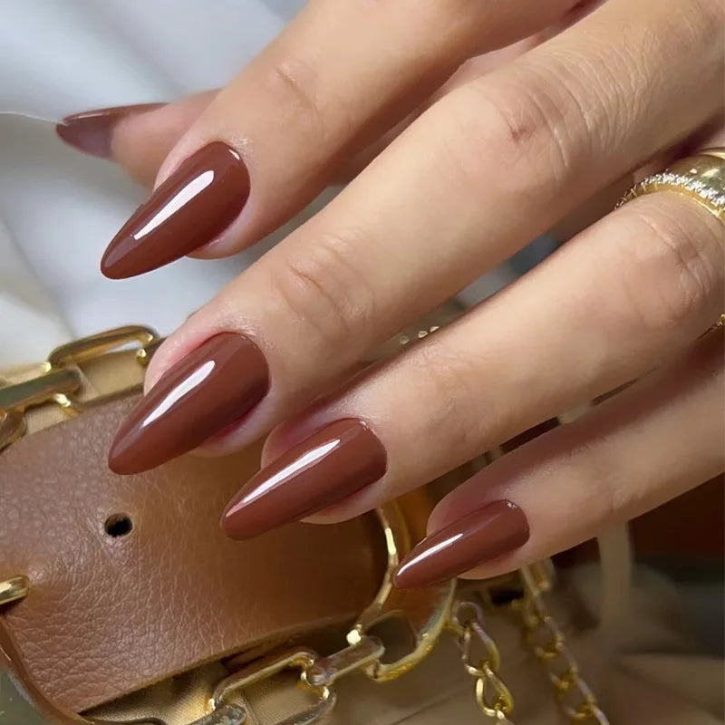 Faux Ongles Noirs Amande 24 Pièces – Style Chic & Intemporel