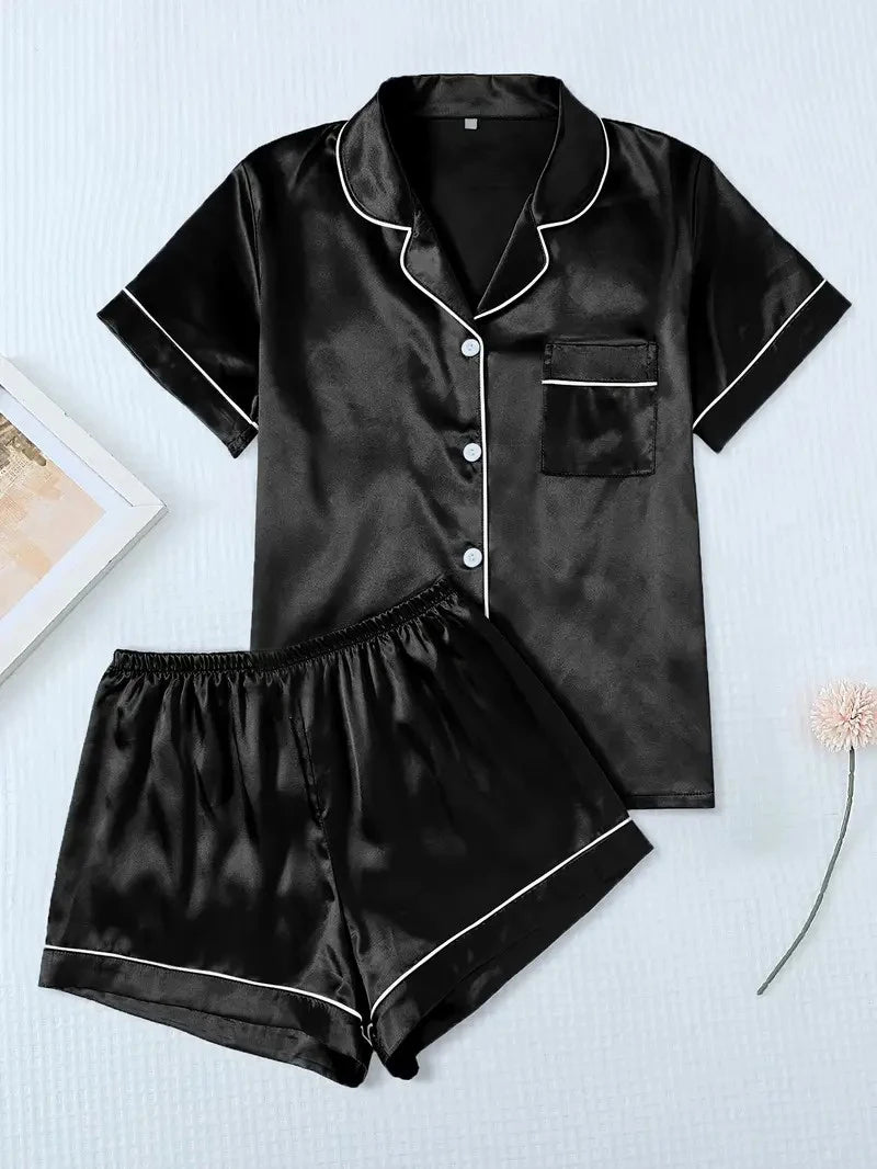 Pyjama Satin Femme 2 Pièces – Douceur, Élégance & Confort Absolu