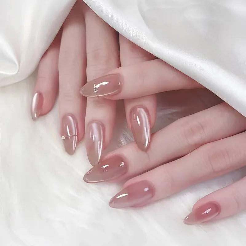 Faux Ongles Noirs Amande 24 Pièces – Élégance Moderne