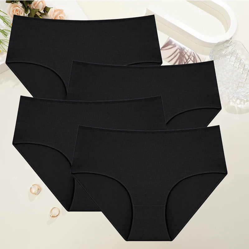 Lot de 4 Culottes Taille Haute en Coton – Confort & Maintien Quotidien