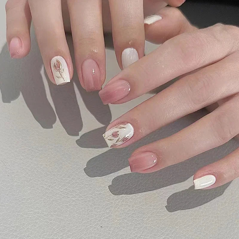 Faux Ongles French Dégradé 24 Pièces – Style Doux & Féminin