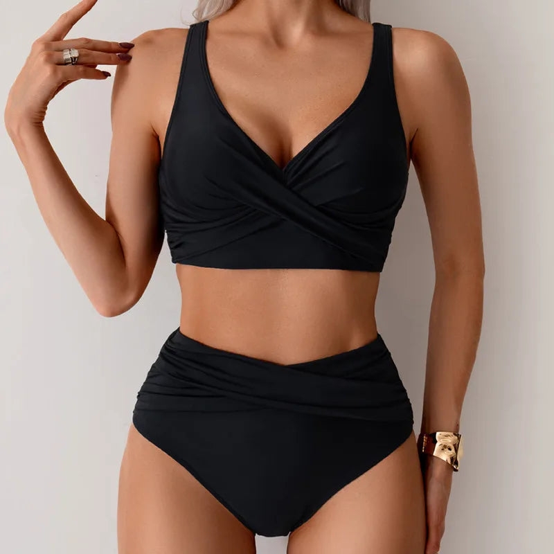Bikini Taille Haute Push-Up Femme – Élégance & Maintien