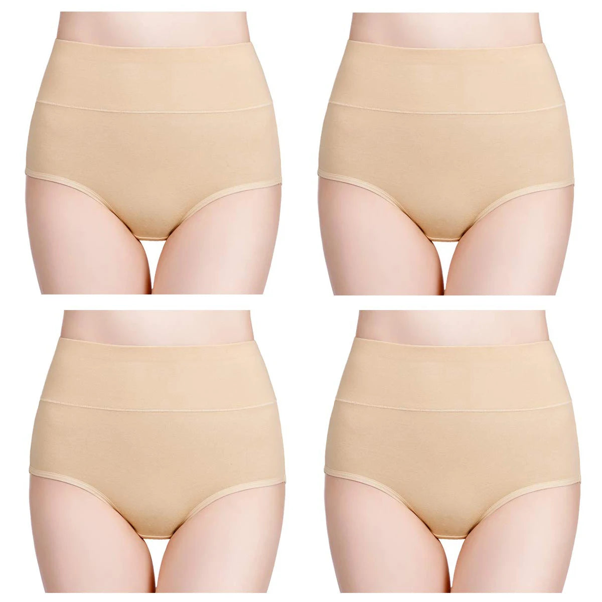 Lot de 4 Culottes Taille Haute en Coton – Douceur & Maintien