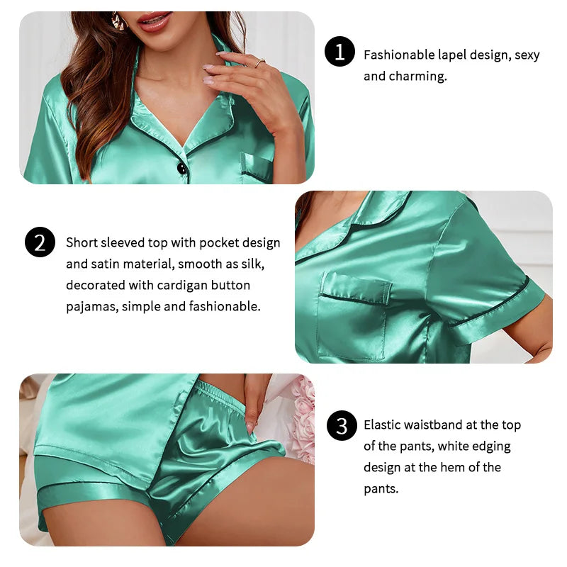 Pyjama Satin Femme 2 Pièces – Douceur, Élégance & Confort Absolu