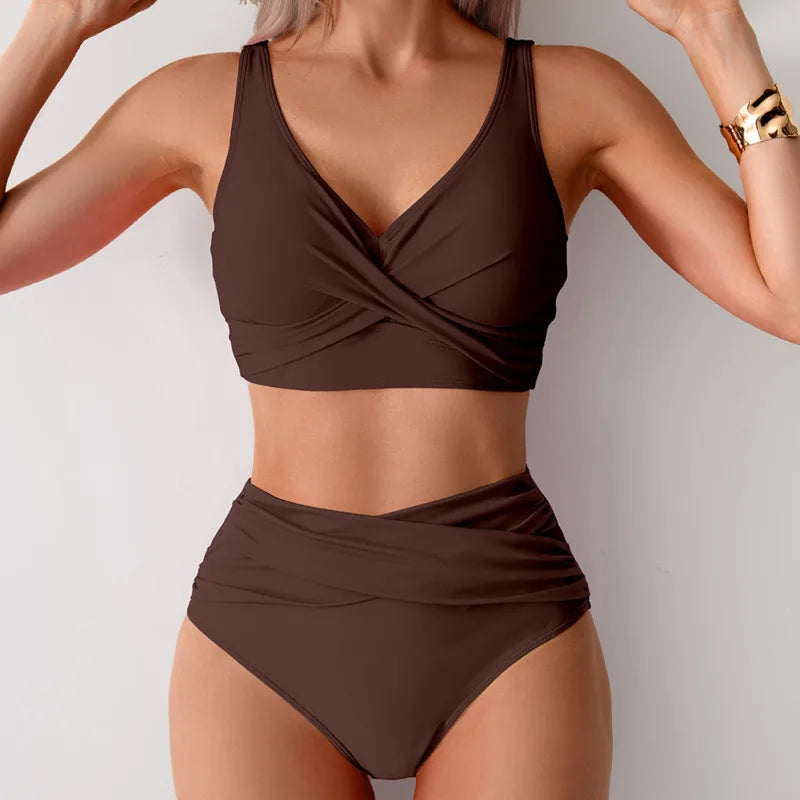 Bikini Taille Haute Push-Up Femme – Élégance & Maintien