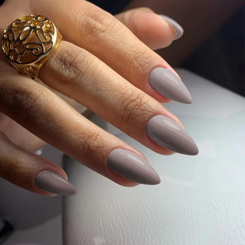 Faux Ongles Noirs Amande 24 Pièces – Style Chic & Intemporel