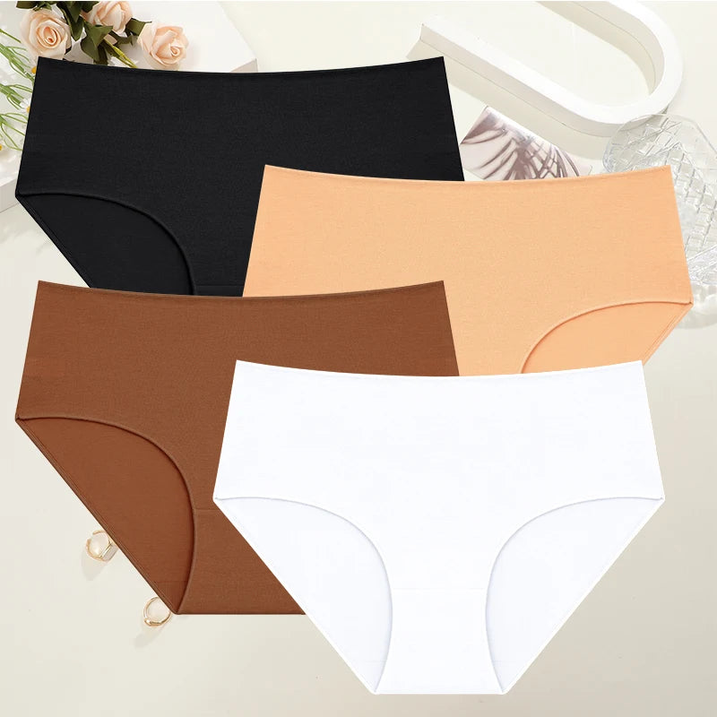 Lot de 4 Culottes Taille Haute en Coton – Confort & Maintien Quotidien