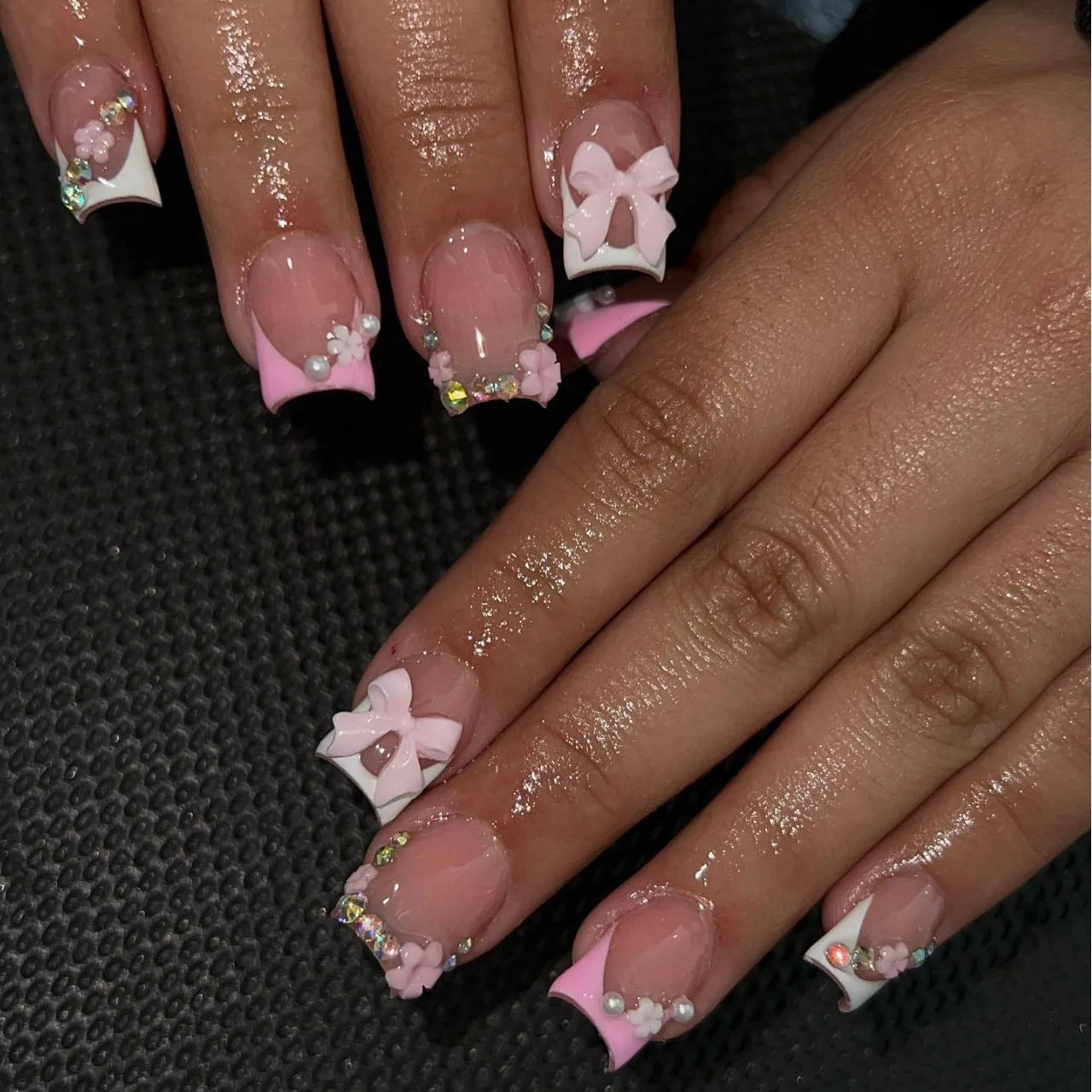 Faux Ongles French Noire Léopard 24 Pièce - Style Audacieux