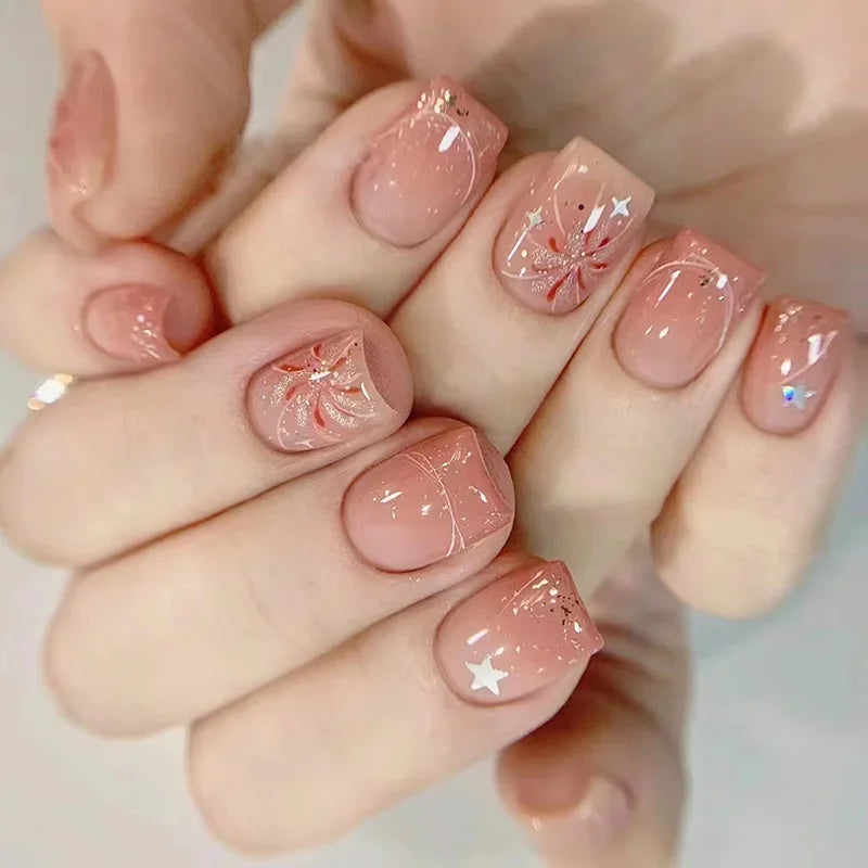 Faux Ongles French Dégradé 24 Pièces – Style Doux & Féminin