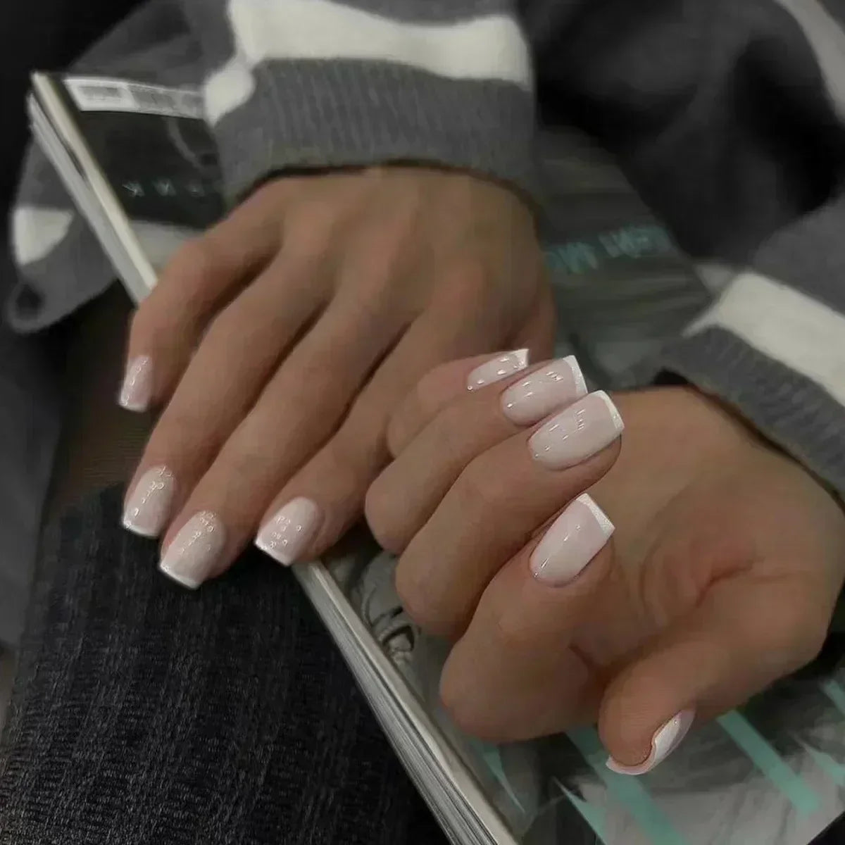 Faux Ongles French Noire Léopard 24 Pièce - Style Audacieux