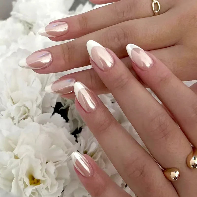 Faux Ongles French Dégradé 24 Pièces – Style Doux & Féminin