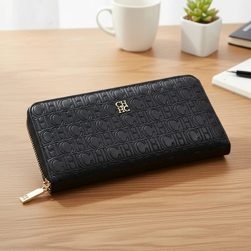 Portefeuille Femme Élégant à Fermeture Zippée – Grande Capacité & Finition Premium